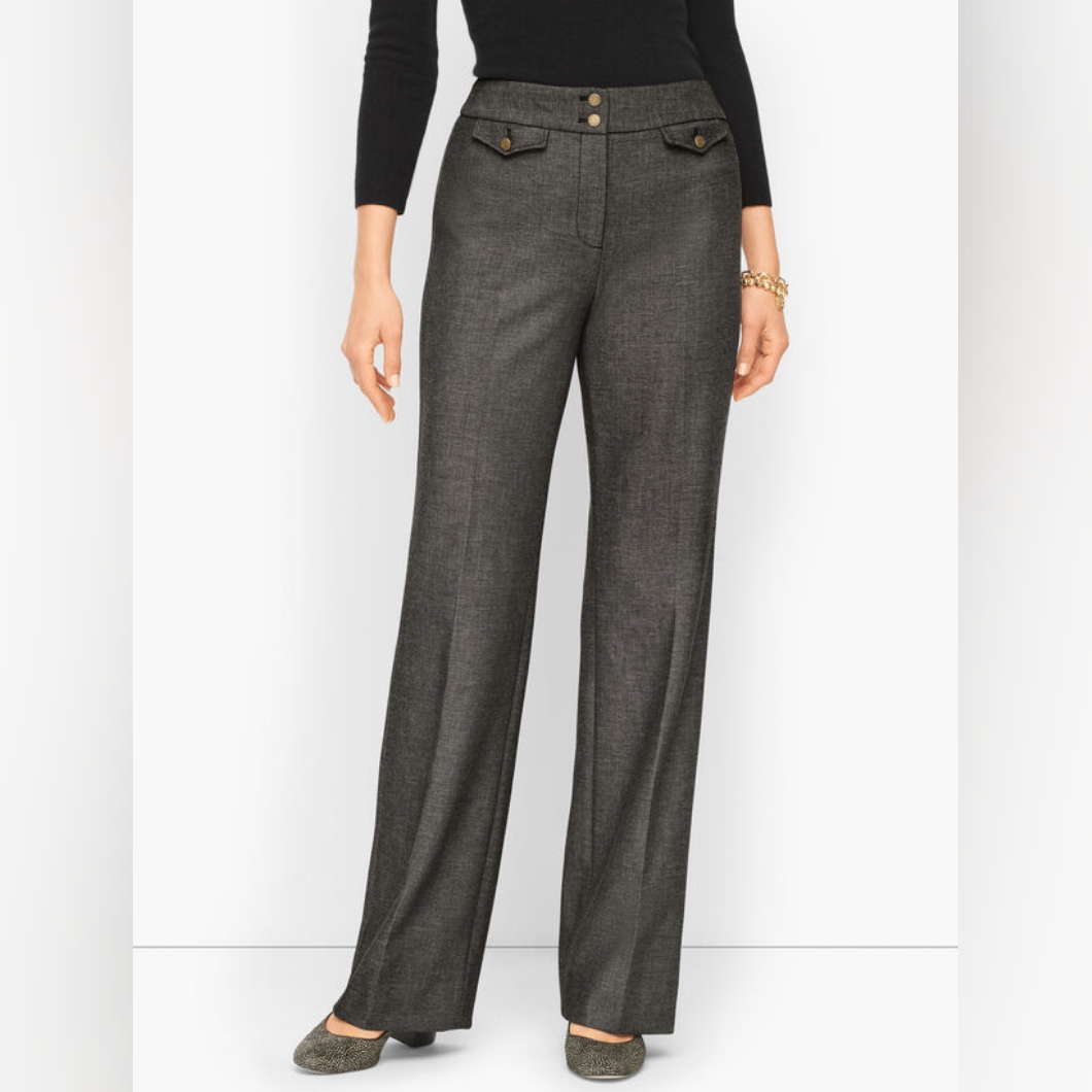 Women's Talbots Checkered Plus Size Twill Wide Leg Pants Mrsp$109